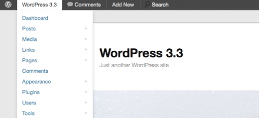 new admin bar in wordpress 3.3