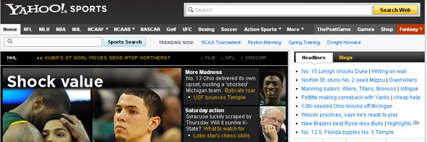 SPORT1 yahoo sports web design