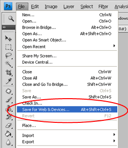 ps-save-for-web-1 optimize images on web page