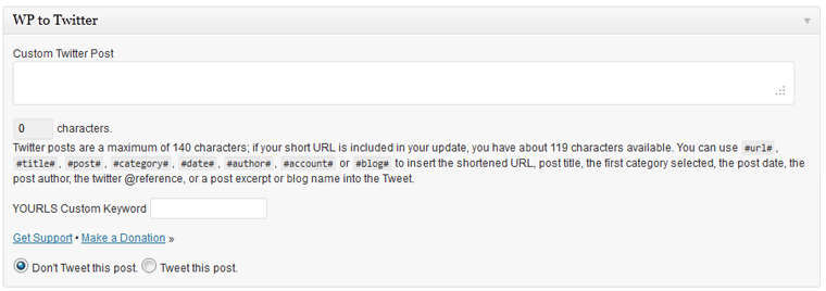 wp to twitter plugin