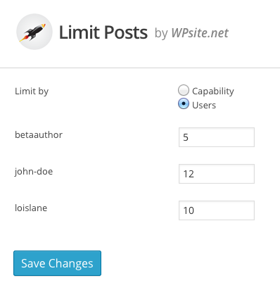 Limit Posts Plugin Settings