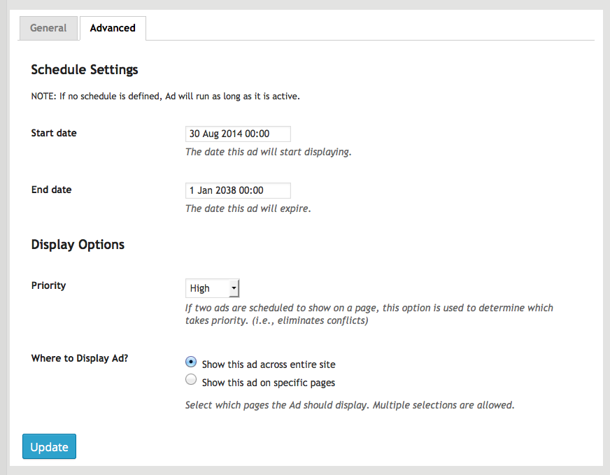 Background Takeover- Ad Settings Advanced