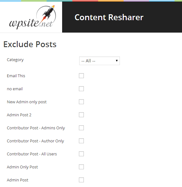 Content Resharer - Exclude Posts