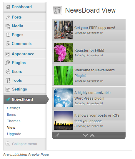 NewsBoard Post and RSS Scroller Plugin