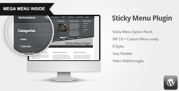 WordPress Sticky Menu Plugin Screenshot - wordpress navigation menu plugin