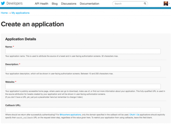 Create Twitter Application